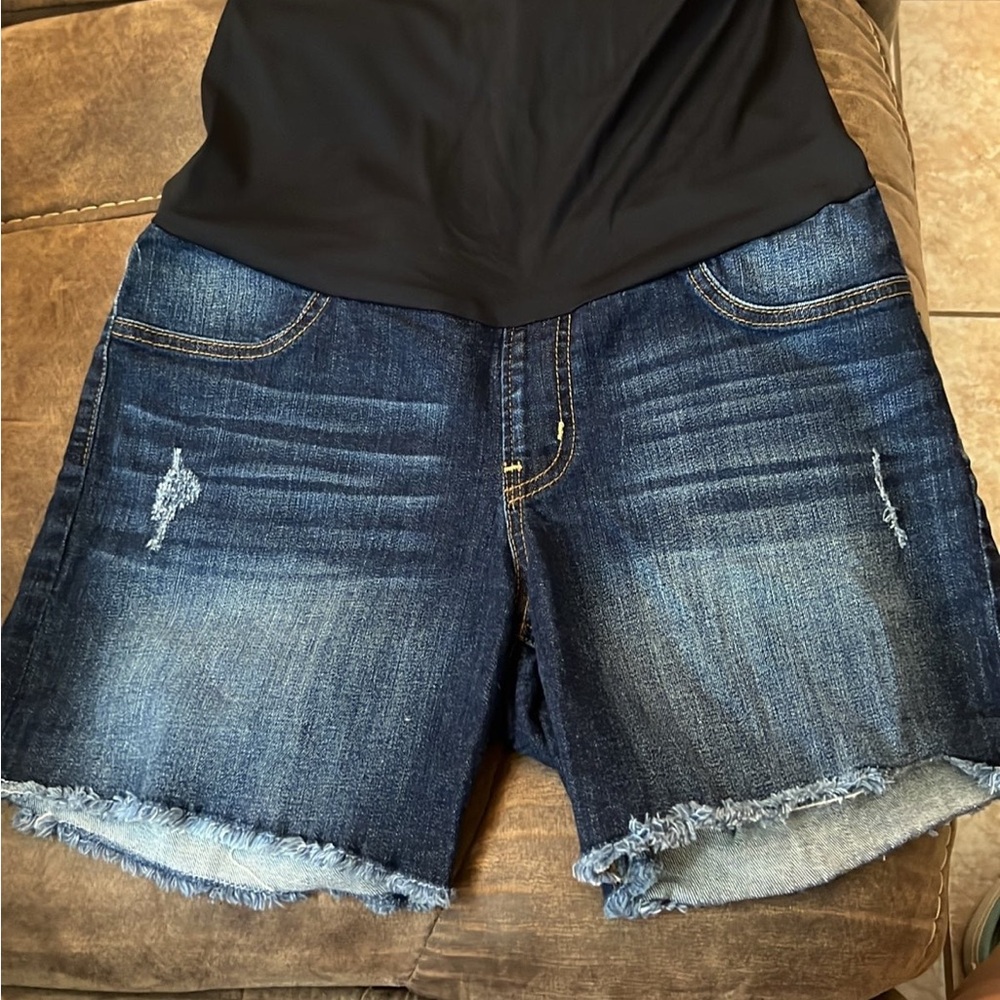 Maternity Denim Distressed Women's Shorts